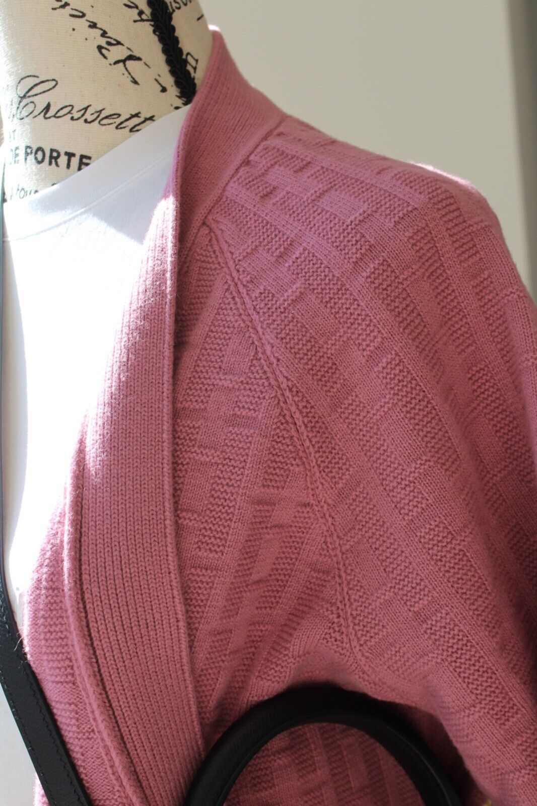 HERMES Cardigan 8H Rose Aphrodite H Logo Size 36 NEW $2K Retail!!