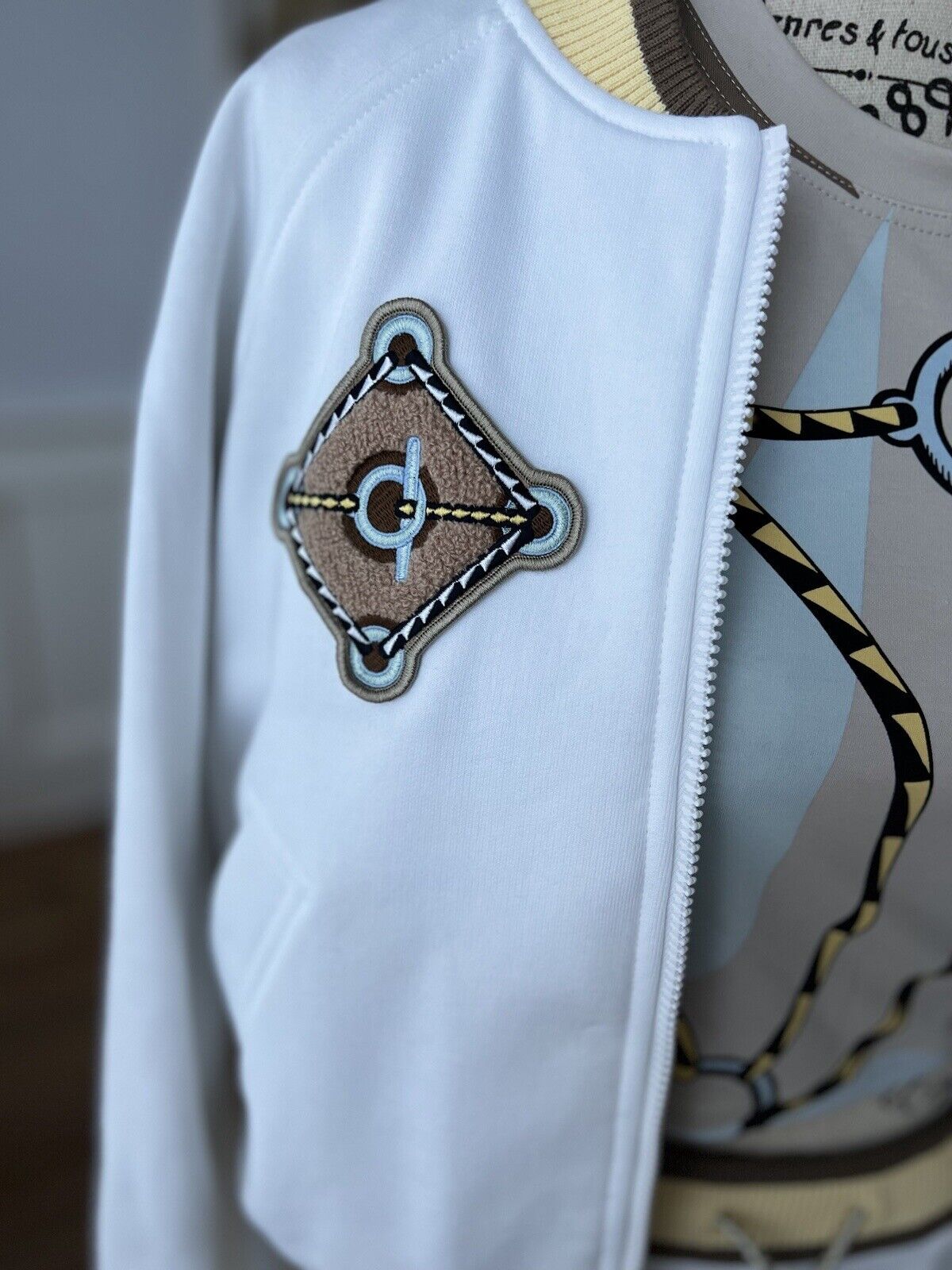 NEW Hermes Varsity Embroidered Jacket Blanc size 40