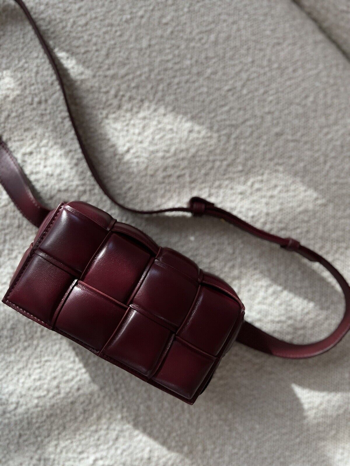 Bottega Veneta Padded Burgundy Small Cassette Belt Bag NEW