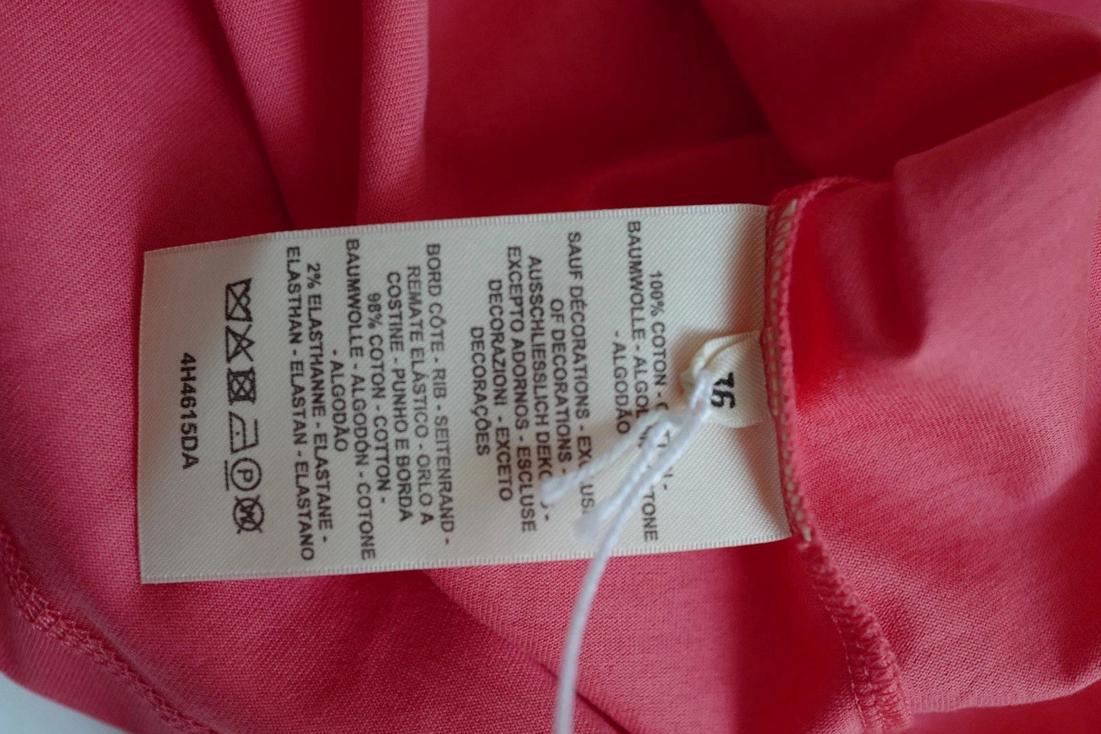 NEW Hermes Embroidered Pocket Straight T-shirt Vermillion Rose size 36