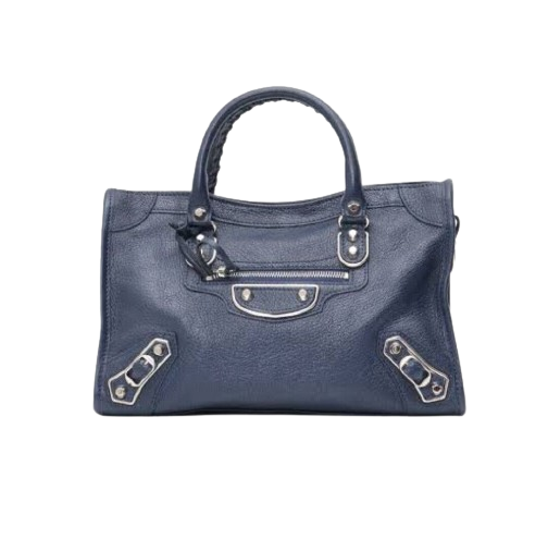 Balenciaga city small in Navy Silver Hardware