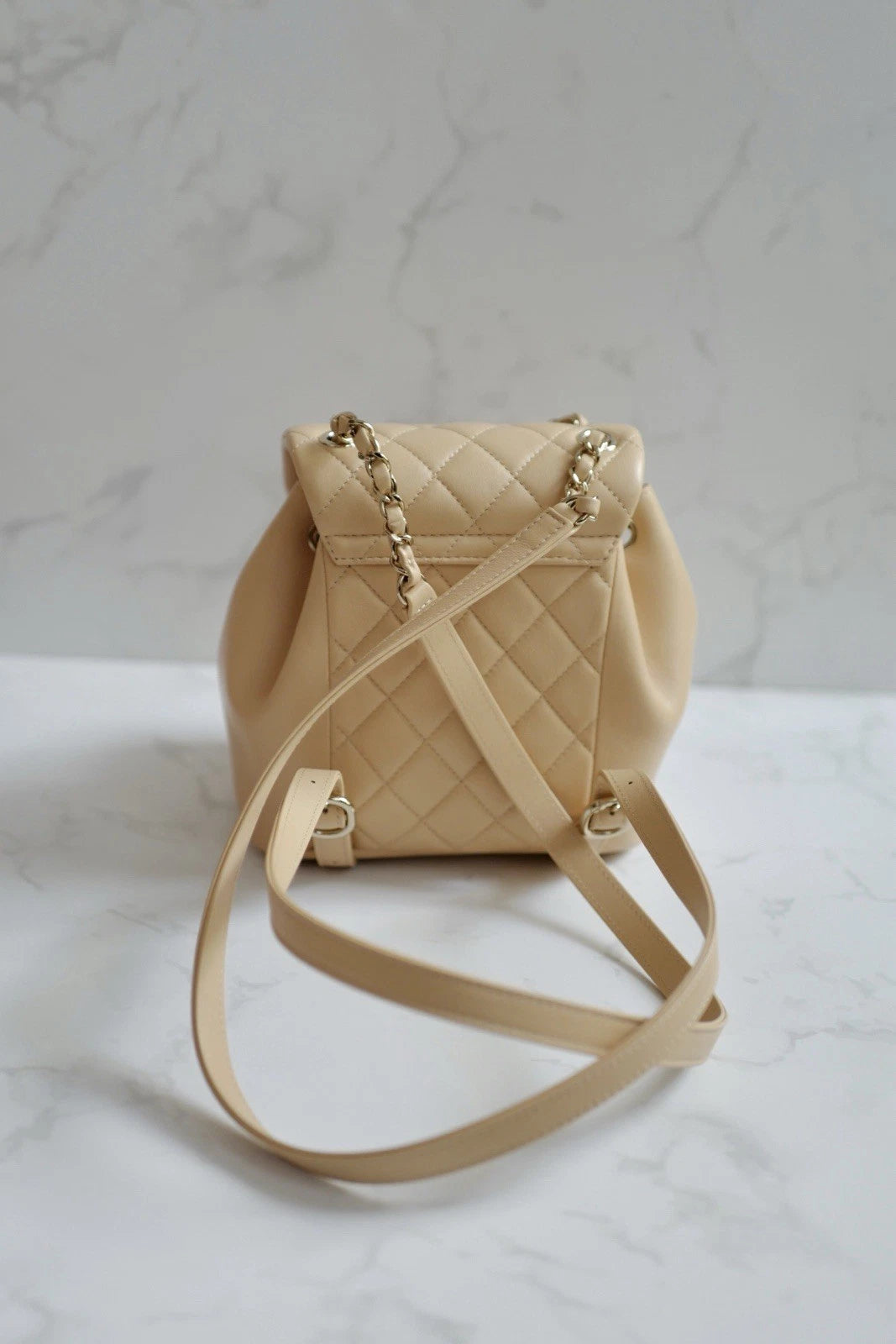 BNIB Chanel Duma Quilted Leather Backpack In Beige With Gold HW