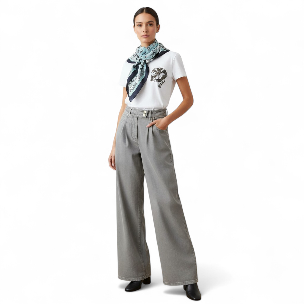 Brand New Louis Vuitton Nautical Denim Pleat Pants Gris Size 38