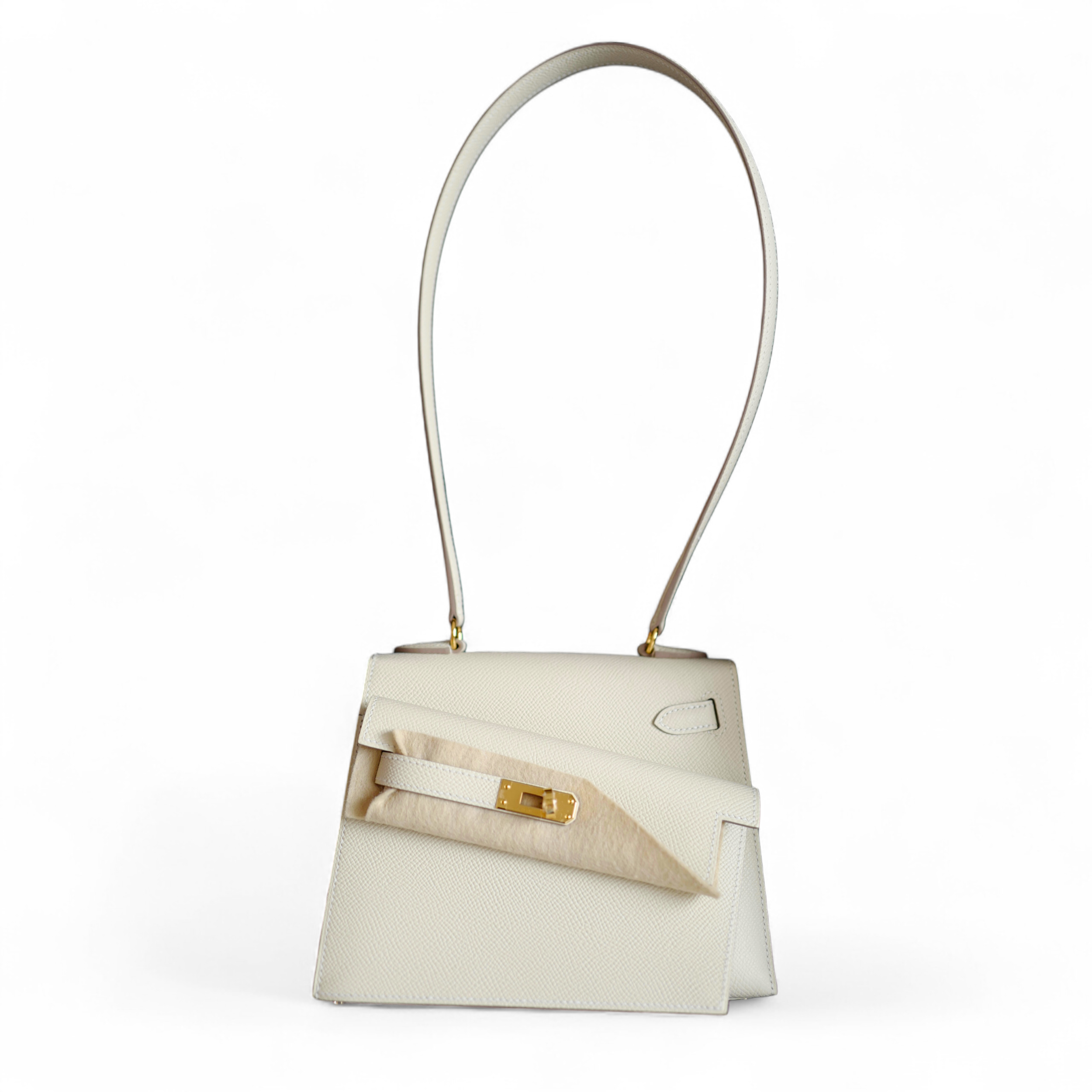BNIB Hermes Kelly En Desordre Craie Epsom Gold HW Limited Edition
